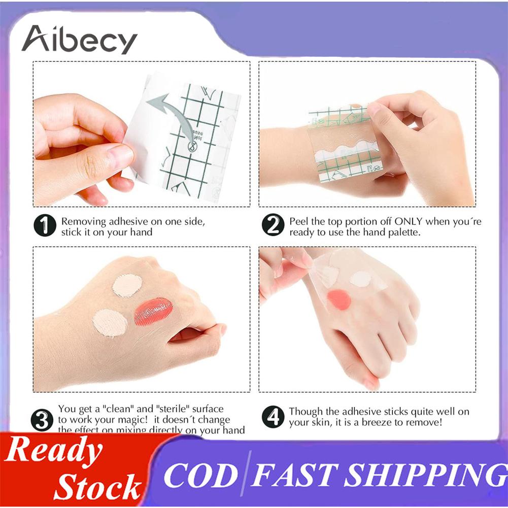 Aibecy Bảng Dính Mỹ Phẩm Trong Suốt Màng PU Di Động 100 Bảng Trộn Trang Điểm Dùng Một Lần An Toàn Cho Gia Đình