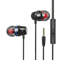Headphone berkabel headphone bass logam yang dipasang di kepala headphone in-ear ponsel