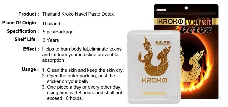 Túi dán nóng giảm mỡ Kroko Navel Paste Detox