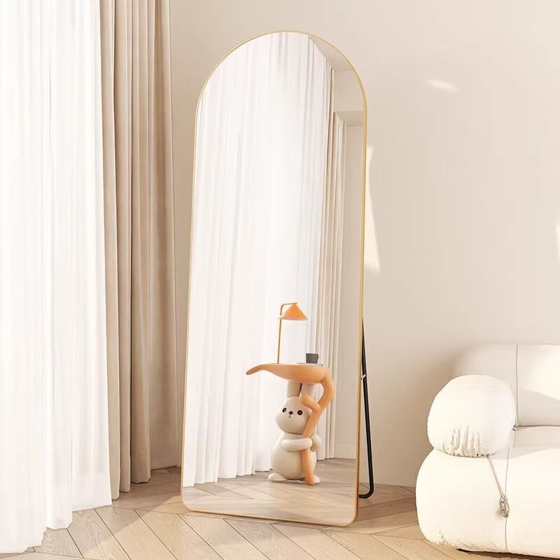 Arched Mirror Gold Full Length Mirror Round Household Fitting Mirror Students Dressing Mirror