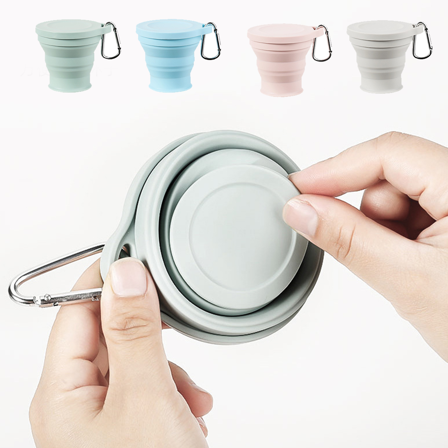 1 PC Folding Cup Mini Retractable Cup Silicone Portable Teacup Outdoor Travel Lightweight Coffee Telescopic Drinking Mug with Lid