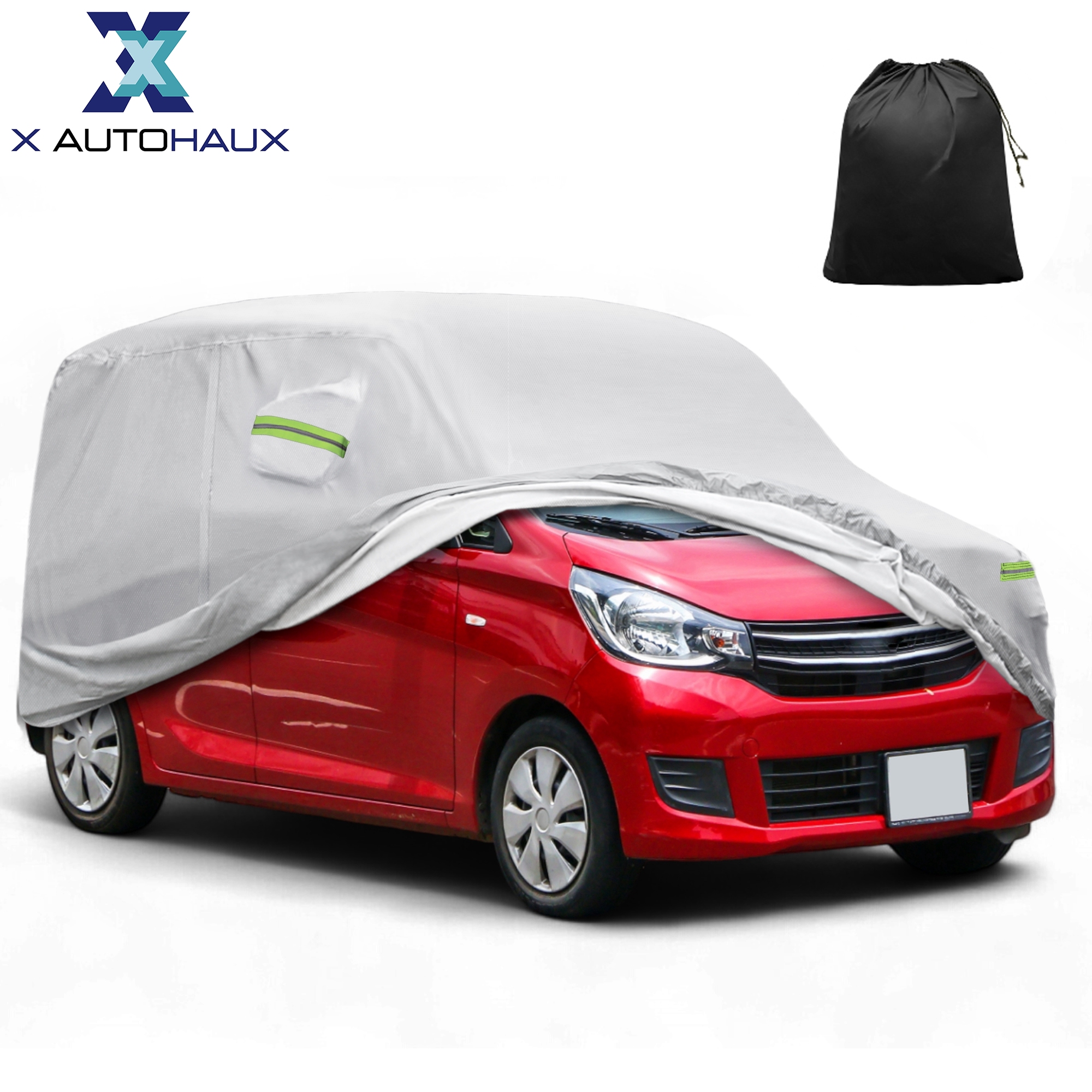 X AUTOHAUX Waterproof Car Cover Car Outdoor Full Car Cover for Mitsubishi EK with Windproof Rope Hook 350x148x165cm/137.80"x58.27"x64.96" Silver Tone ราคา 2,423 บาท*ส่งฟรี