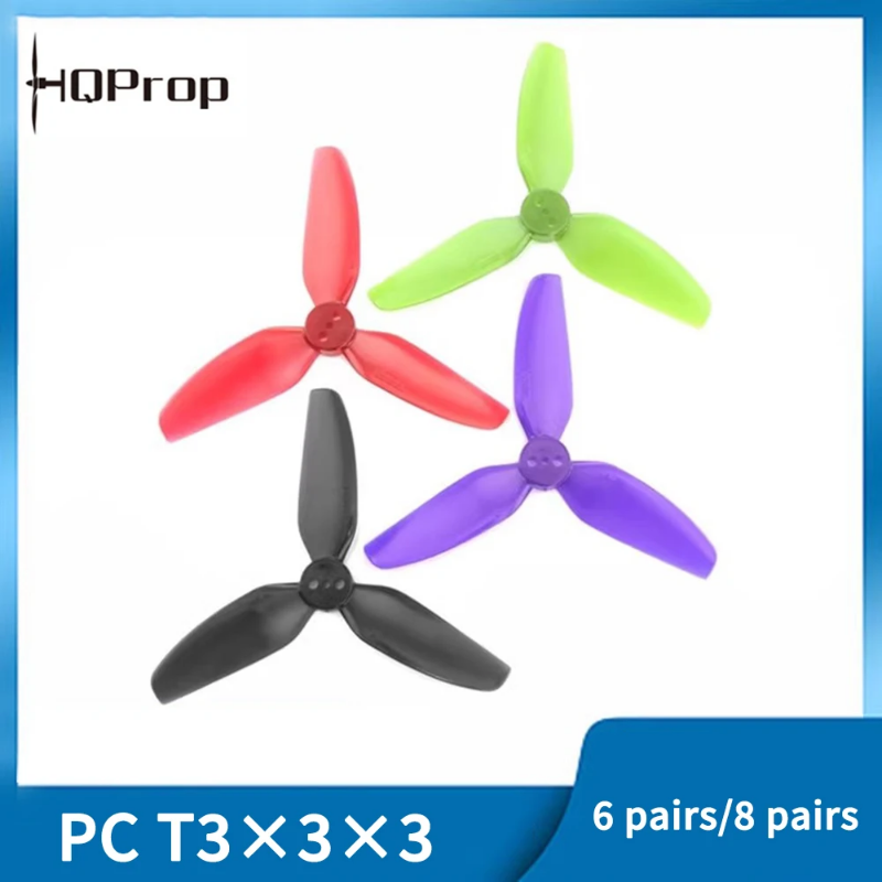 6/8Pairs HQProp T3X3X3 Propeller 3030 3-Blade PC Props for RC FPV Freestyle 3inch Toothpick Cinewhoo