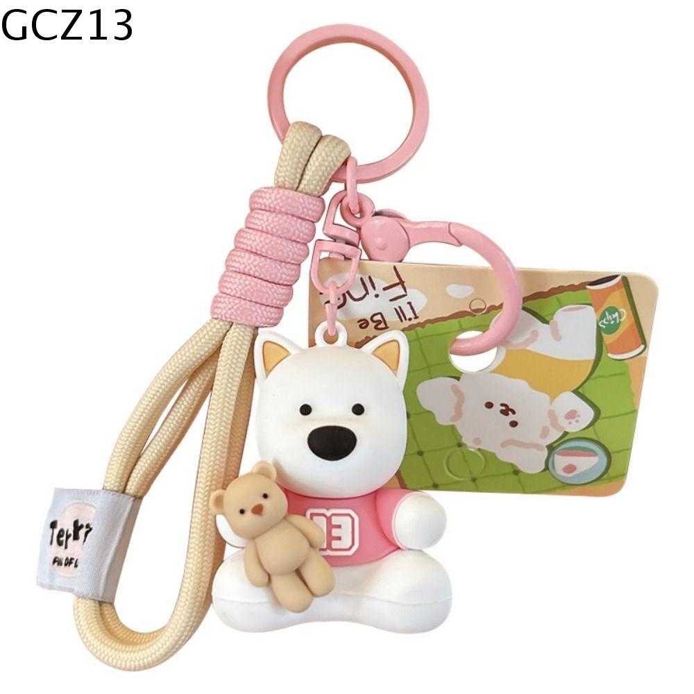 GCZ13 Chống mài mòn Móc Khóa Chó Sục Tây Nguyên Chống mất mát Hoạt hình dễ thương dây chuyền túi Dễ thương PVC Móc Chìa Khóa Búp Bê cún con Cặp đôi