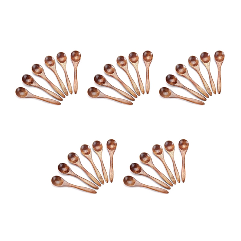 Small Wooden Spoons, 30Pcs Wooden Teaspoon for Cooking Small Condiments Spoon, Mini Wooden for Daily Use