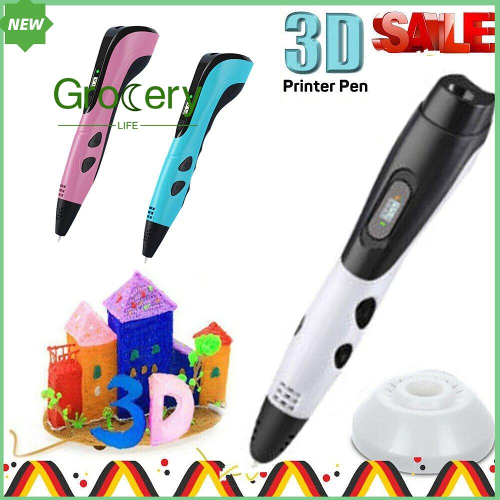 GROCERY LIFE Nghệ thuật Thủ Công Trẻ em Ủng Hộ PLA Filament Với MÀN HÌNH LCD Màn Hình In ấn Bút Chì TỰ LÀM Quà Tặng Nghệ thuật Máy In Nguồn Cung Cấp bản vẽ 3D Bút 3D In Ấn Bút