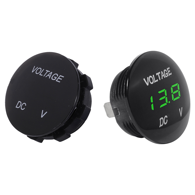 2 Pcs Universal Digital Monitor Voltmeter Waterproof Voltage Meter LED for DC 12V-24V Car Motorcycle Auto Truck ,Blue & Green