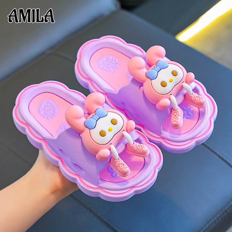 AMILA รองเท้าแตะเด็ก รองเท้าแตะเด็กผู้หญิง ชุดนอกสองสีที่ทันสมัย รองเท้าแตะกันลื่นสำหรับพ่อแม่และลูกของเด็กผู้หญิง ราคา  169 บาท*ส่งฟรี