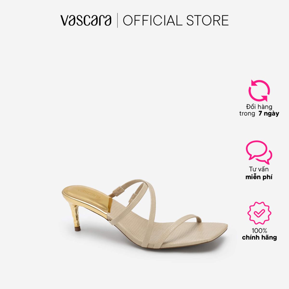 Vascara guốc quai mảnh vân da kỳ đà phối metallic - gnn 0178