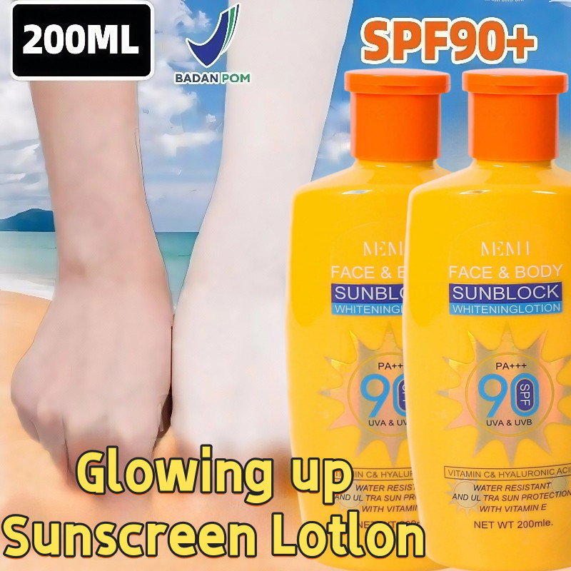 Glowing Up Sunscreen Whitening Sunblock Cream SPF90 PA +++ Wajah Dan Badan Sunscreen Sun Protect ...