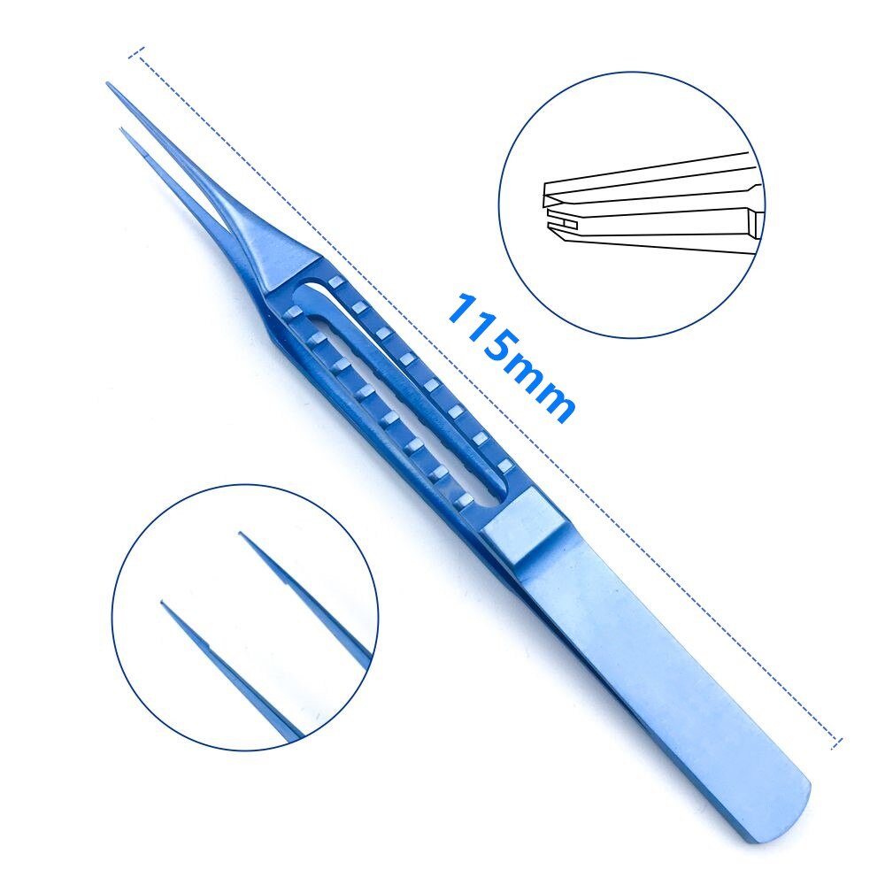Ophthalmic Tweezers Titanium Suture Forceps 0.12Mm Toothed Forcep 115Mm Ophthalmic Straight Forceps