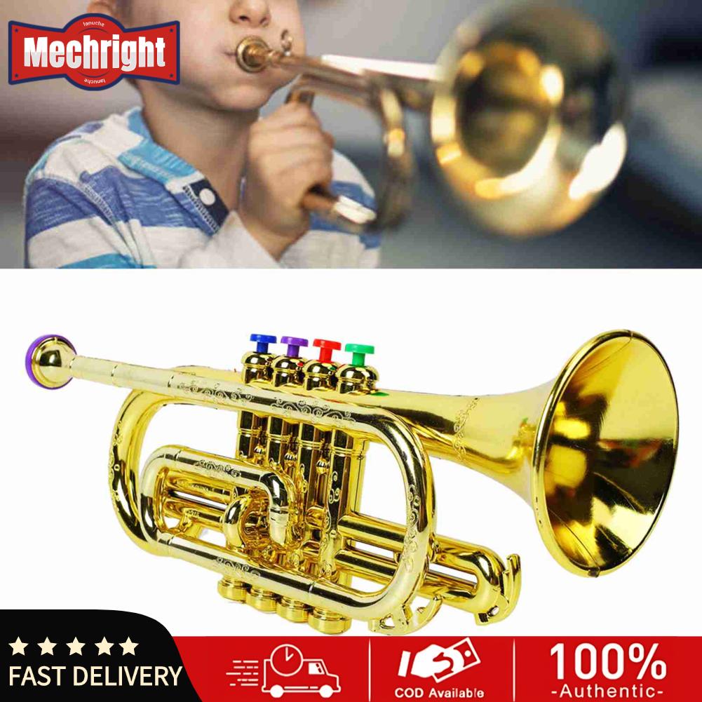 Mechright Children's Golden Saxophone Trumpet Toy 4 Color Buttons Interesting Educational Musical Instrument Kids Trumpet Toy ราคา 439 บาท*ส่งฟรี