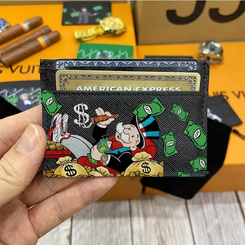 Holifend Genuine Leather Monopoly Lord Money Card Holder Wallet Credit ID  Card Purse Bank Cardholder For Men Women Dropshipping