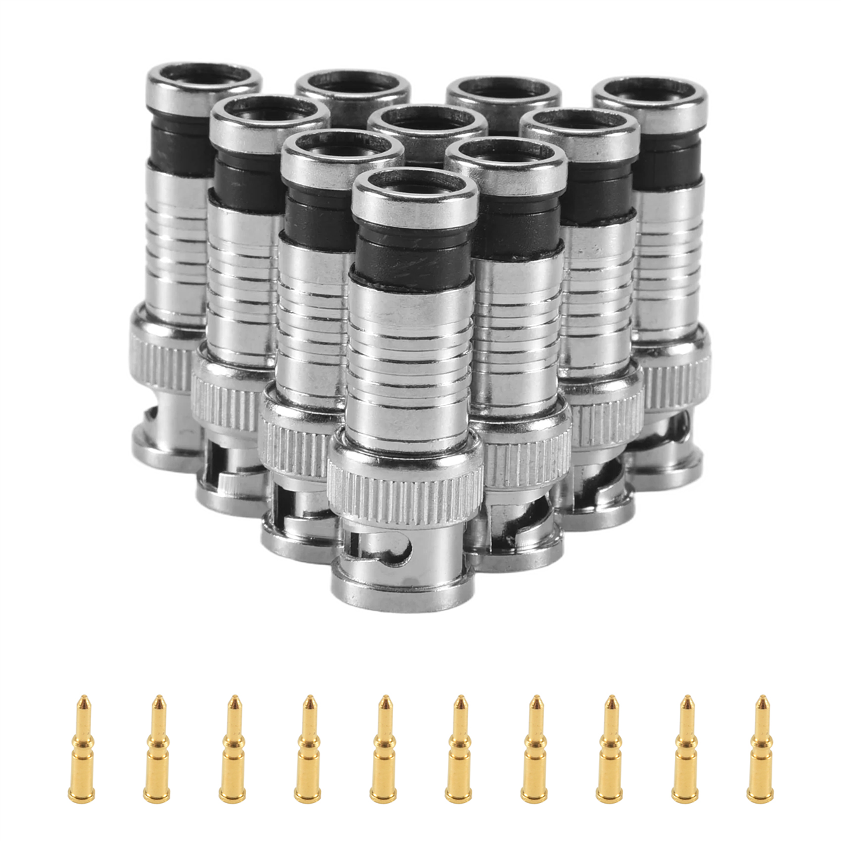 B510 pcs BNC Compression Connector for Coax RG59 Cable CCTV Cameras