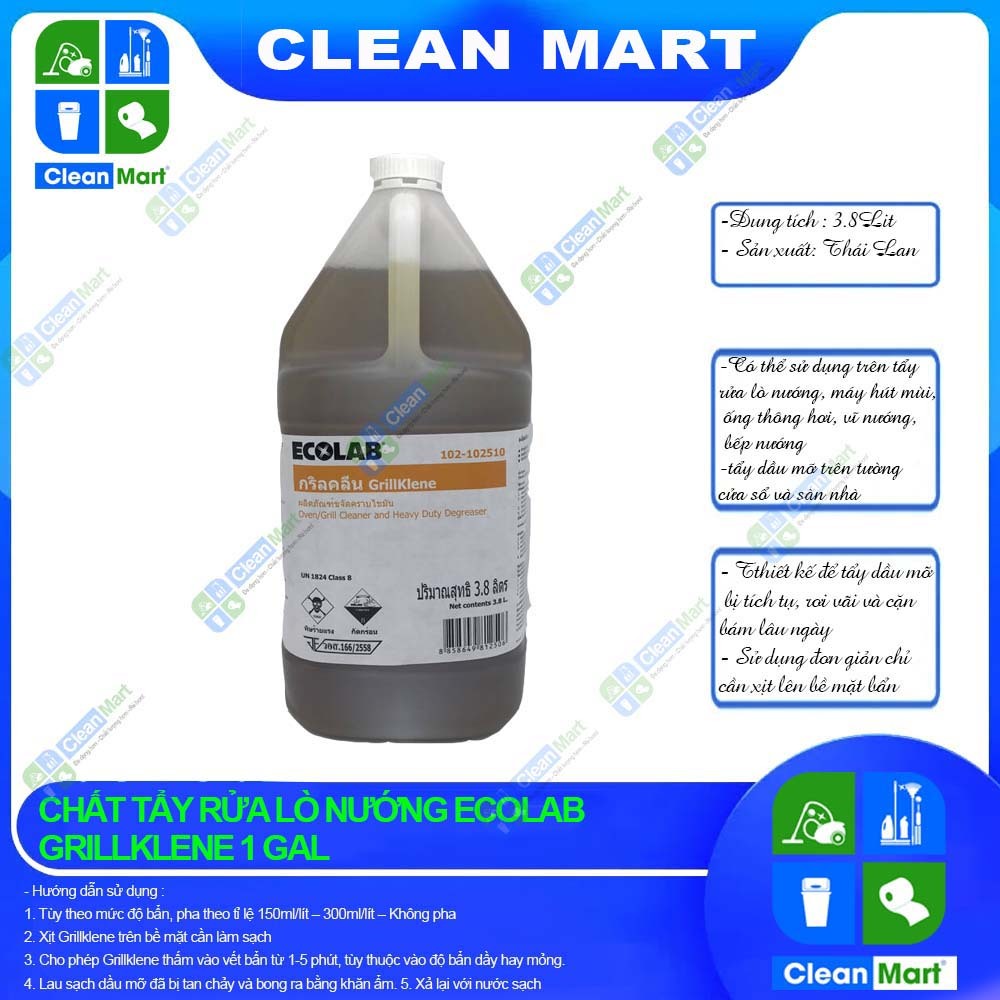 [ECOLAB] Chất Tẩy Rửa Lò Nướng ECOLAB GRILLKLENE 1GAL -CLEAN MART
