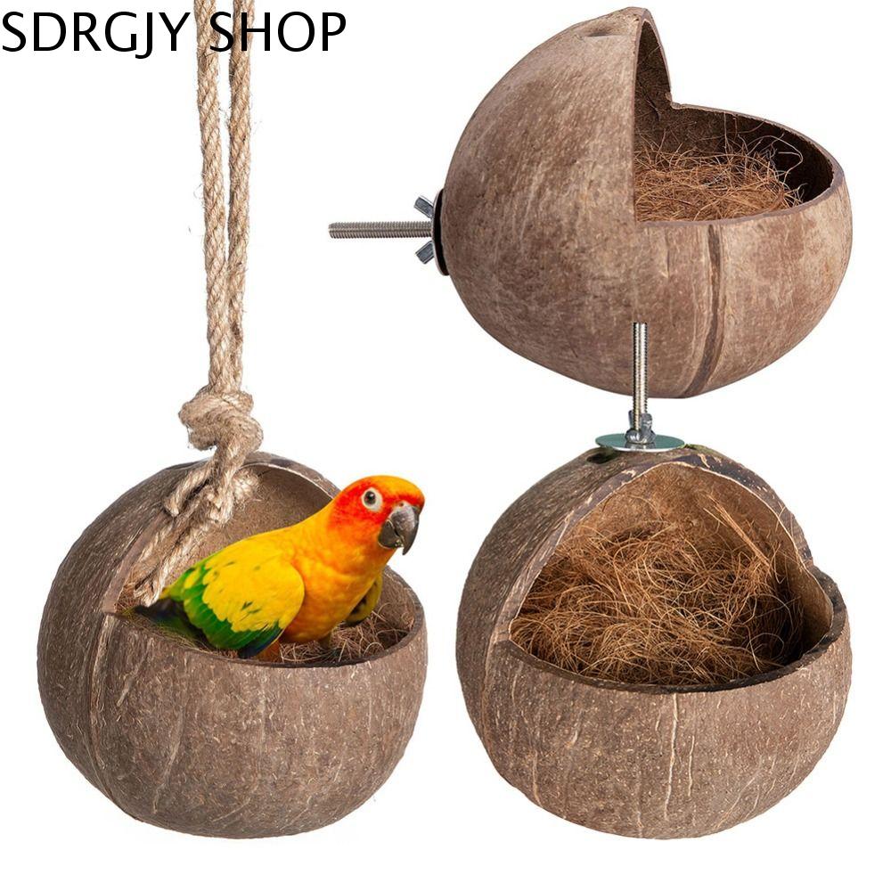 SDRGJY Độc đáo Nhà chim vỏ dừa Thủ công Tự nhiên Tổ chim treo Sáng Tạo Môi trường sống lồng chim Vẹt