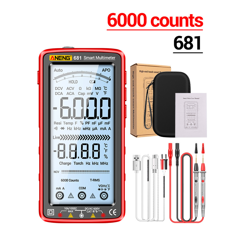 Pcbfun【vận chuyển nhanh】aneng 681/682/683 đa năng kế kỹ thuật số thông minh 6000 đếm ohmmeter điện d