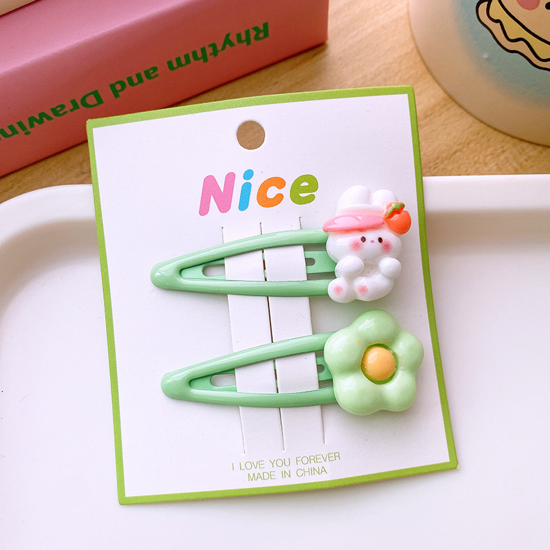 2 cái/bộ dễ thương carton lông thỏ clip cho cô gái hoa ngọt ngào BB Clip trẻ em barrettes Kẹp Tóc Cô Gái Phụ kiện tóc trẻ em