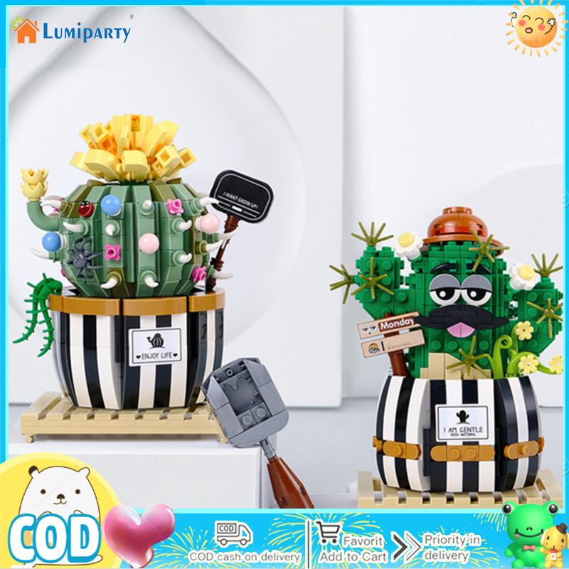 Mini Bricks Cactus Creative 3D Model Mini Bonsai Building Blocks Toy Green Plant Flower DIY Decoration Gift For Boys Girls ราคา 497 บาท*ส่งฟรี