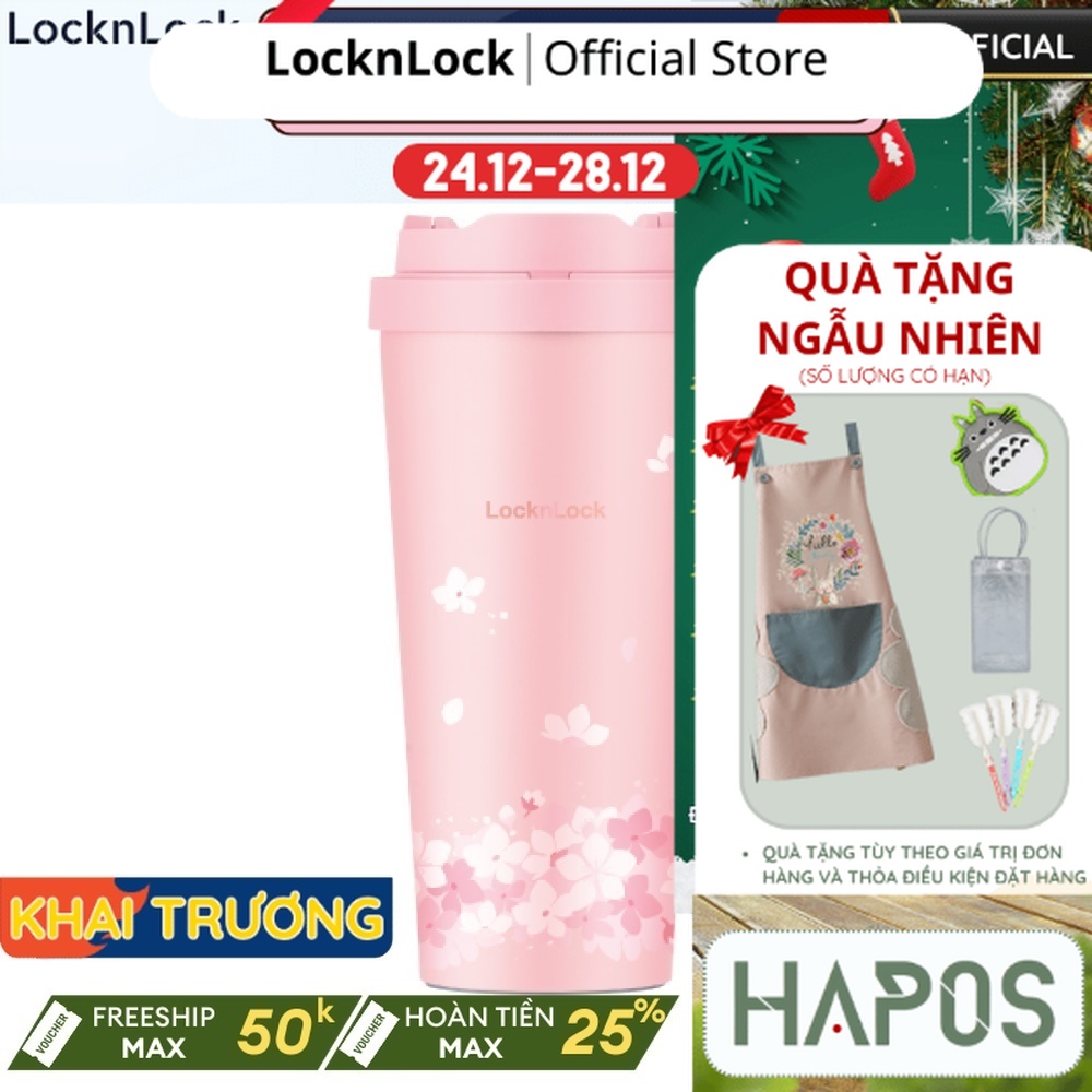 Ly giữ nhiệt LocknLock 550ml LHC3249 - Hàng chính hãng mở nắp một chạm chất liệu thép không gỉ miệng