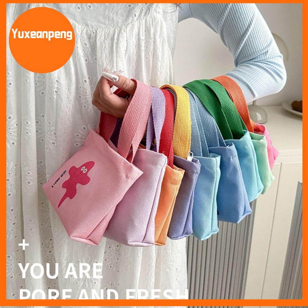 YUXEANPENG Phong cách Hàn Quốc Túi vải Túi đựng đồ ăn nhẹ cầm tay Túi nhỏ Túi tote Dễ thương Mini Túi xách nữ