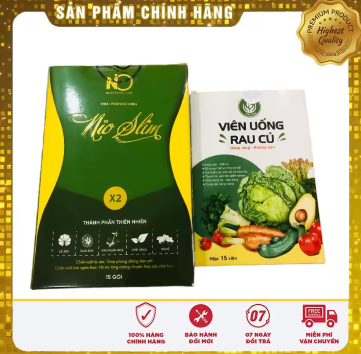 Giảm Cân NioSlim X2 Mẫu Mới, Giảm Cân Nio Slim X2 Giảm Cân Mẫu Mới Chính Hãng tặng kèm detox rau củ