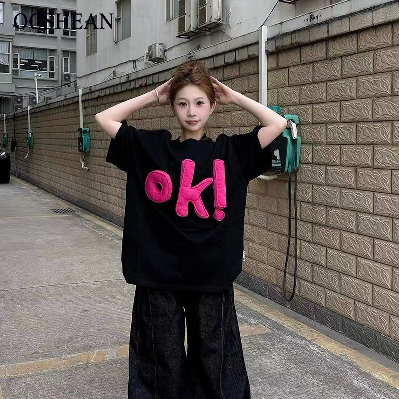 OCSHEAN เสื้อยืดผู้หญิงพิมพ์ลายลำลองหลวมแขนสั้นเสื้อยืด ราคา 150 บาท*ส่งฟรี