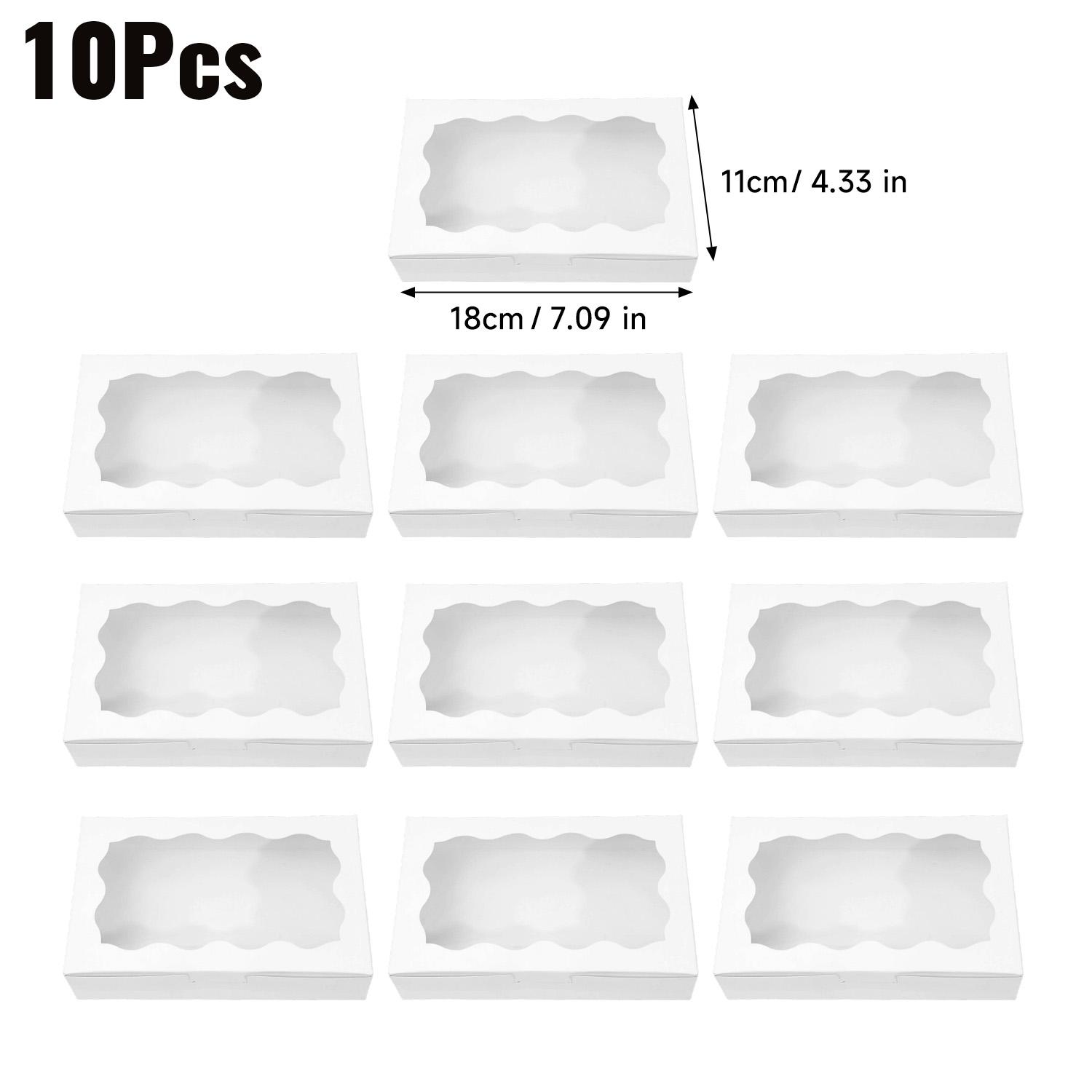 10Pcs Transparent Window Paper Bakery Box Biscuits Pastry Cake Chocolate Candies Display Box Birthday Party Gift Packaging Container