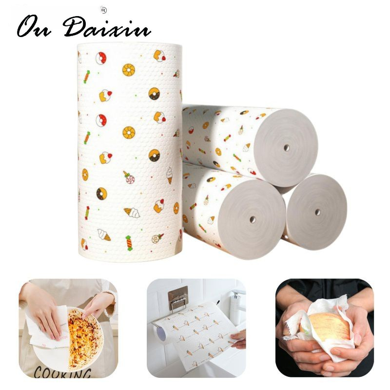 OUDAIXIU ครัวทิ้งเช็ดกระดาษ aubess aubes 42ชิ้น/ม้วนผ้าไม่ทอครัวเช็ดผ้าหนาดูดซับเช็ดผ้ารถเช็ดผ้า ราคา 29 บาท*ส่งฟรี