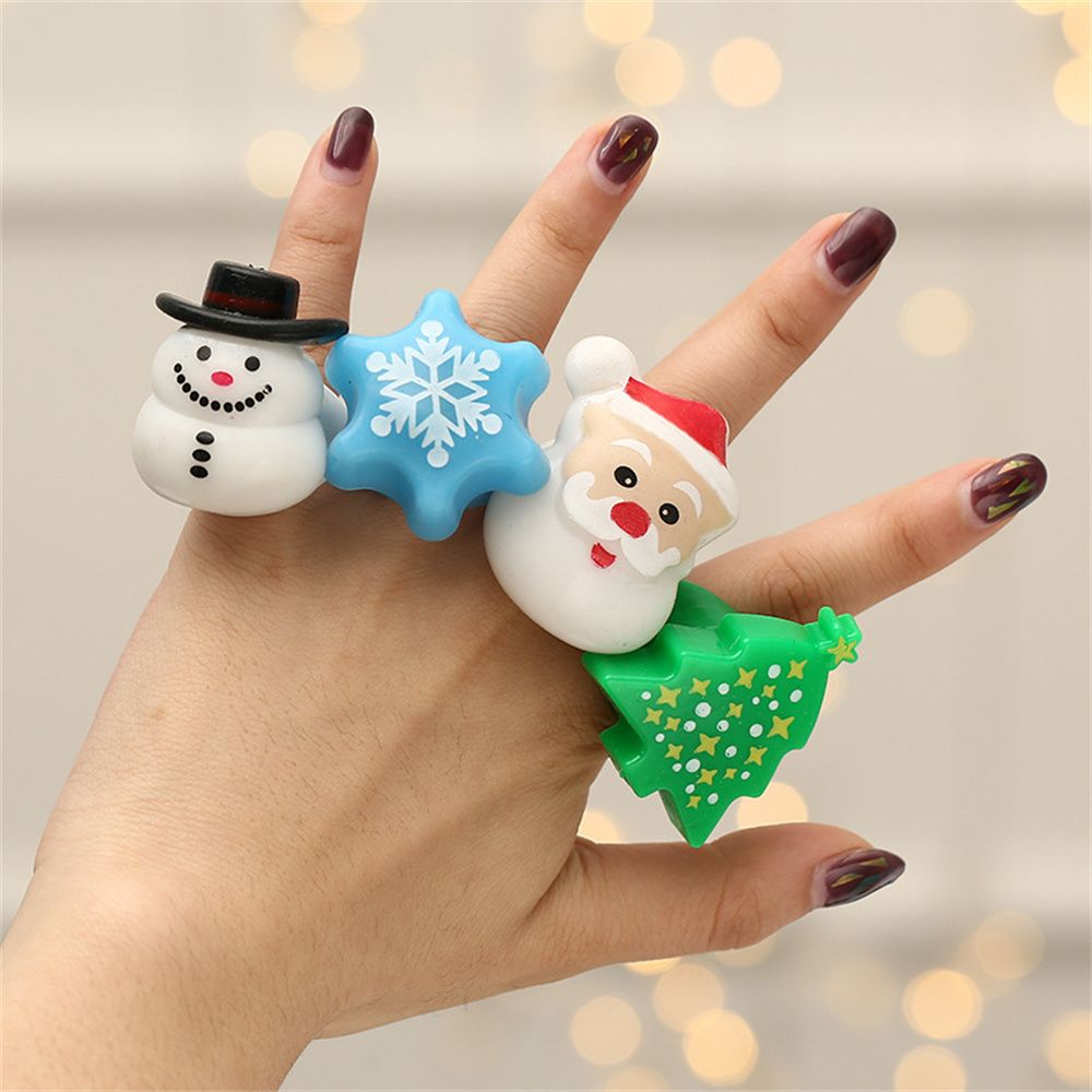 Disputestore82re4 Cây giáng sinh Quà Tặng bông tuyết vòng phát sáng Đồ chơi đèn đeo ngón tay giáng sinh vui vẻ
