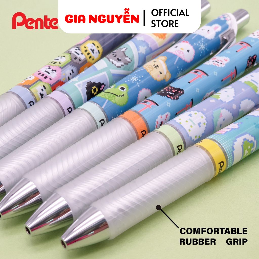 Bộ 6 Bút Mực GEL Pentel ENERGEL Kawaii Pixel Art II - BLN75KW6-6S Nét 0.5mm | Gia Nguyễn - Pentel