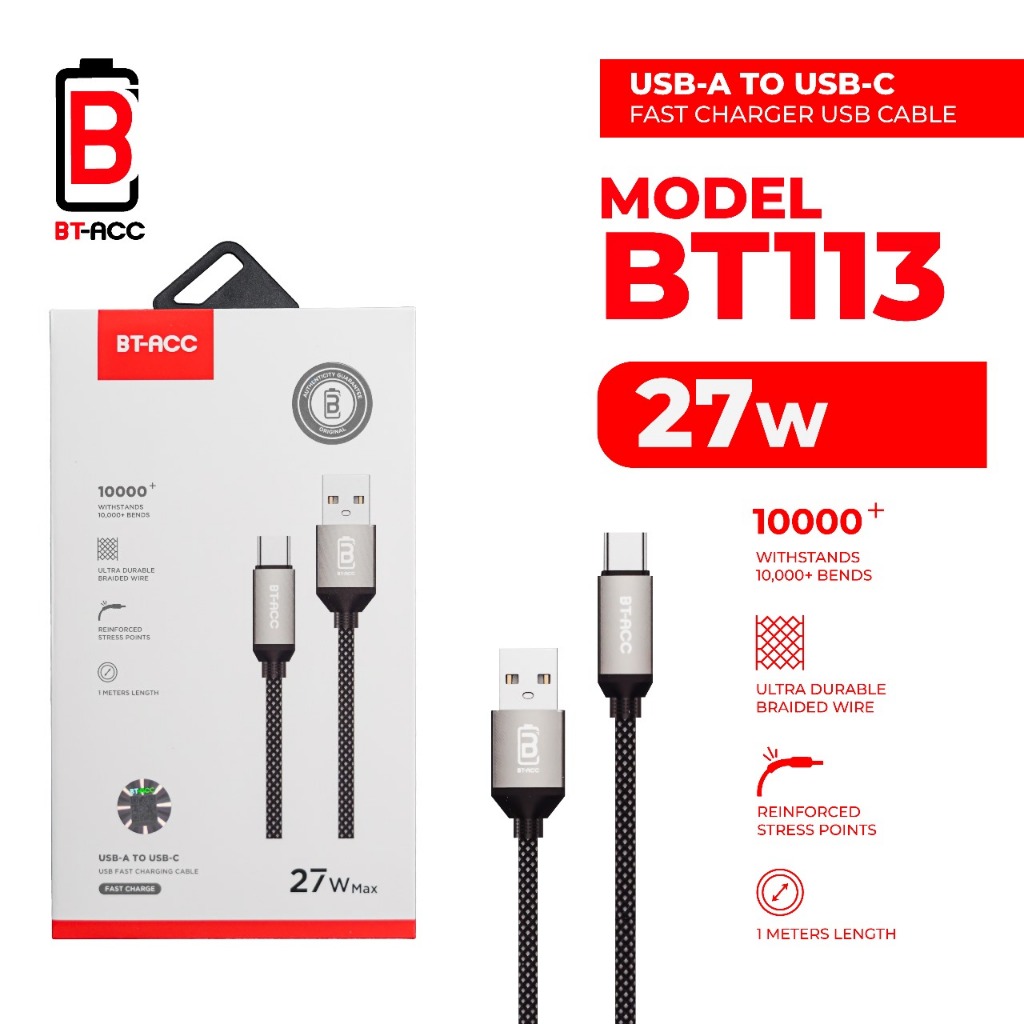 BT-ACC Kabel Data 27W Type C Kabel For Oppo Realme Infinix Asus Samsung Type C Fast Charging - BT113 Harga 58,000 rupiah*Gratis Ongkir