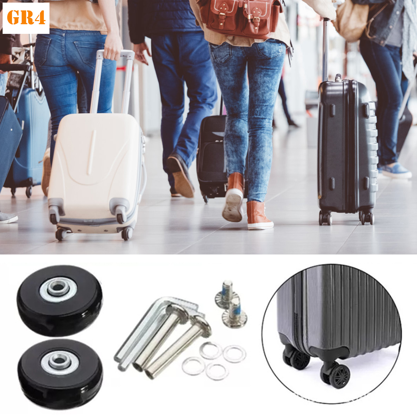 4 cái hành lý cao su thay thế bánh xe TRAVELITE bánh xe Vali bánh xe thay thế cho vali hành lý xe đẩy vỏ cứng GR4-MY
