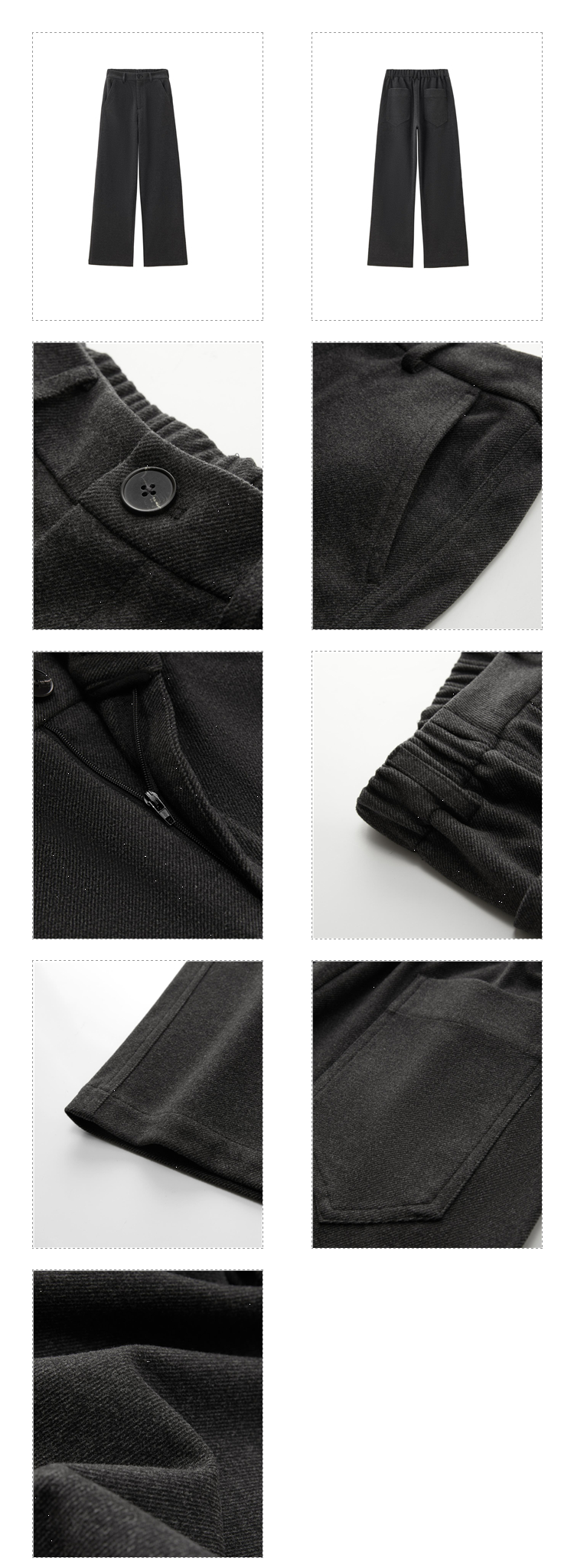 Giordano Women Half elastic waist wide leg woolen pants Free Shipping 18414621 · v2