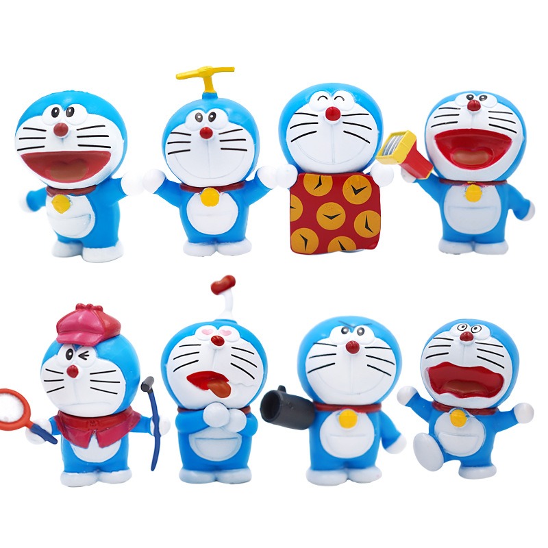 Vận chuyển nhanh 8 cái/bộ Dễ Thương Anime Màu Xanh Béo Doraemon Bộ sưu tập nhân vật hành động mô hình búp bê Kid Món Quà Sinh Nhật Trang Trí Đồ Chơi