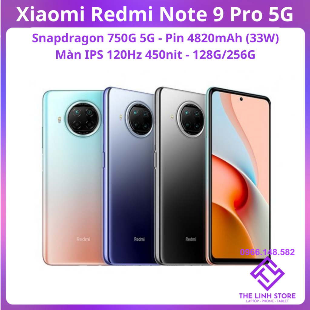 Điện thoại xiaomi redmi note 9 pro 5g màn 120hz - snaρdragon 750g 5g