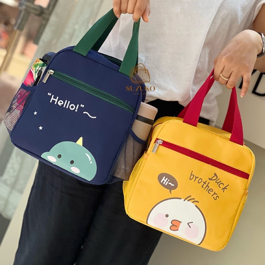 Túi giữ nhiệt cầm tay vải Canvas Dễ Thương lót bạc dày, Túi đựng hộp cơm, đồ ăn, bình nước, túi cho mẹ bỉm TC28