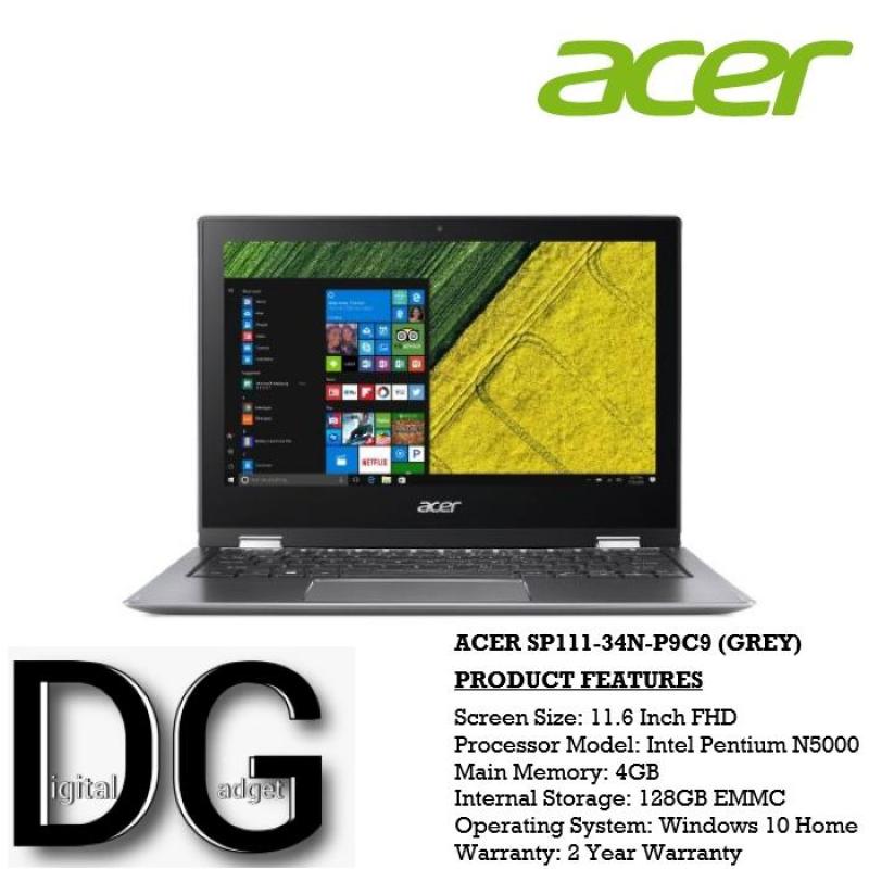 ACER SP111-34N-P9C9(GREY) 11.6 IN INTEL PENTIUM N5000 4GB 128GB EMMC WIN 10