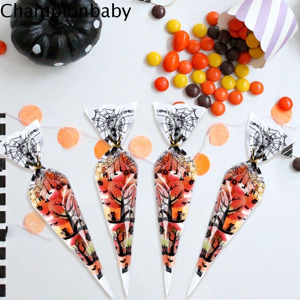 CHAMPIONBABY Lừa hoặc điều trị Túi tam giác Halloween Dễ sử dụng Dễ thương Túi kẹo bí ngô Sáng Tạo Hoạt hình Túi kẹo tự làm Bao bì Quà Tặng