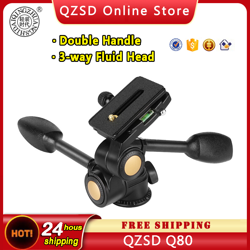 【Exclusive Offer】 Qzsd Q80 Ballhead Two Handle Three-Dimensional With Extended Quick Release Plate For Monopod 1/4 Camera Screw