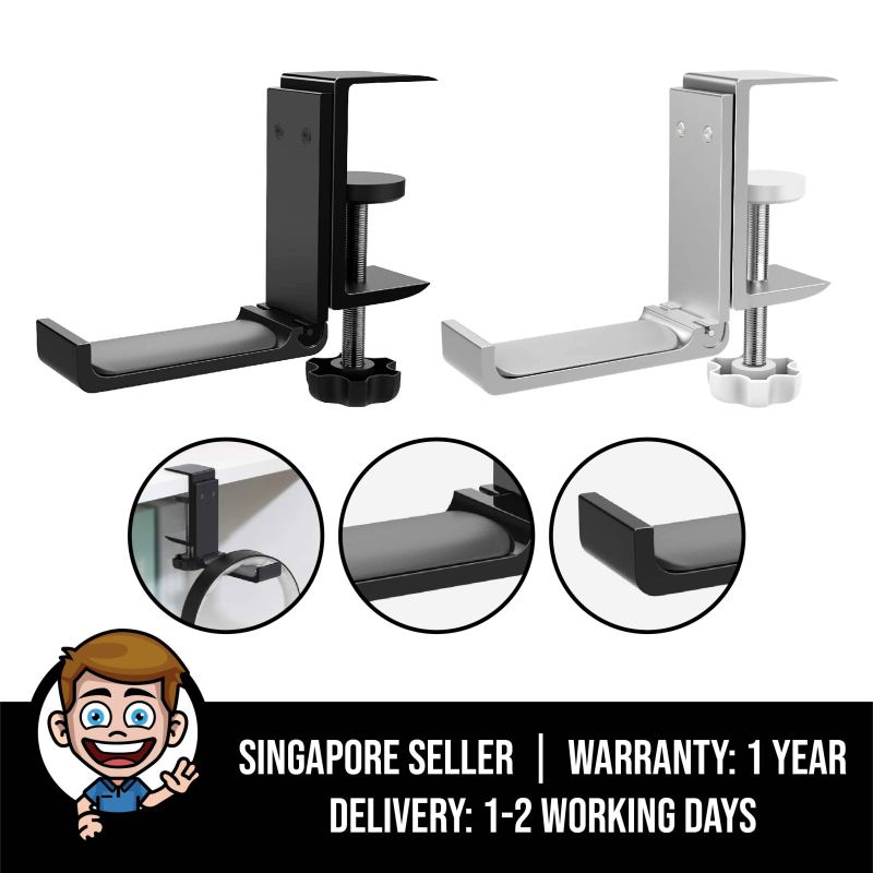 Premium Headphone Mount Hanger, Universal Aluminium Headphone Foldable Hanger Adjustable Headset Stand Clamp Mount Desk Hook Holder for All Headphone Sizes, Sennheiser, Audio-Technica, Sony, AirPods Max, Gaming Headphones Singapore