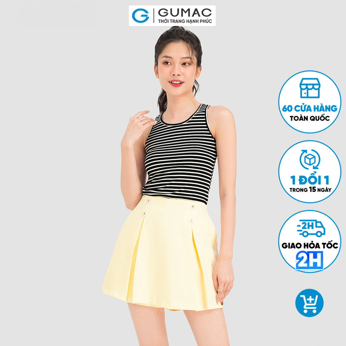Quần váy nữ gumac, quần váy xếp ly qc08092