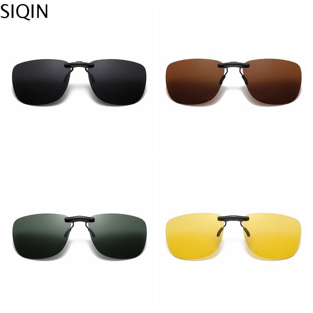 SIQIN Chống tia UV Kẹp kính nhìn ban đêm Chống chói UV400 Kẹp kính cận thị Kính an toàn ban đêm cho xe ô tô Bật lên Kính râm kẹp Câu Cá
