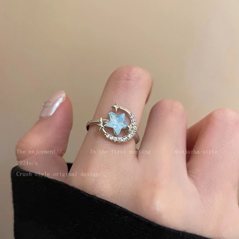 Star River Companionship~Star Zircon Ring, niche, exquisite, light luxury, high aesthetic value, sweet and versatile ring, 2024 new edition