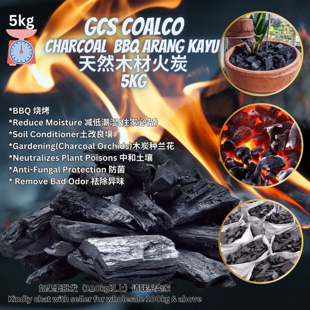 5kg 天然木材火炭Charcoal BBQ Arang Kayu/Charcoal Orchid兰花木炭 Arang Orkid/烧烤木炭 ...