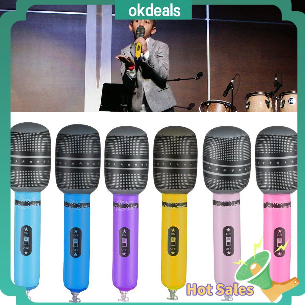 OKDEALS 12Pcs  Bán Sinh nhật Trang Trí Vai trò Chơi Sân Khấu Ảnh Đạo Cụ Inflatable Microphone Thổi Lên Thổi phồng Đồ Chơi