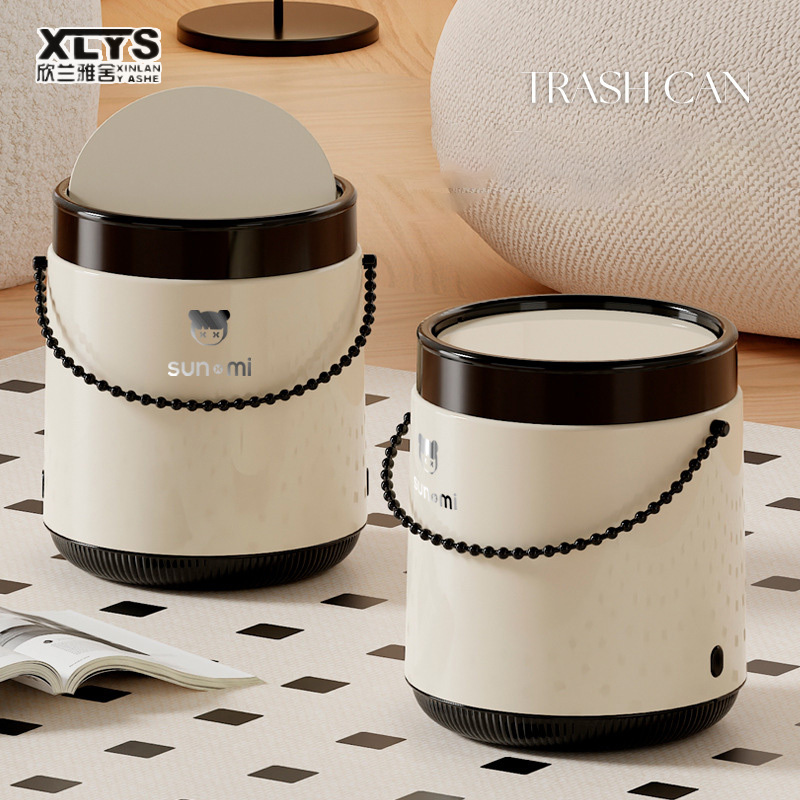 garbage can Garbage storage bucket Portable trash can Household living room/kitchen/office automatic flip trash can ราคา 343 บาท*ส่งฟรี