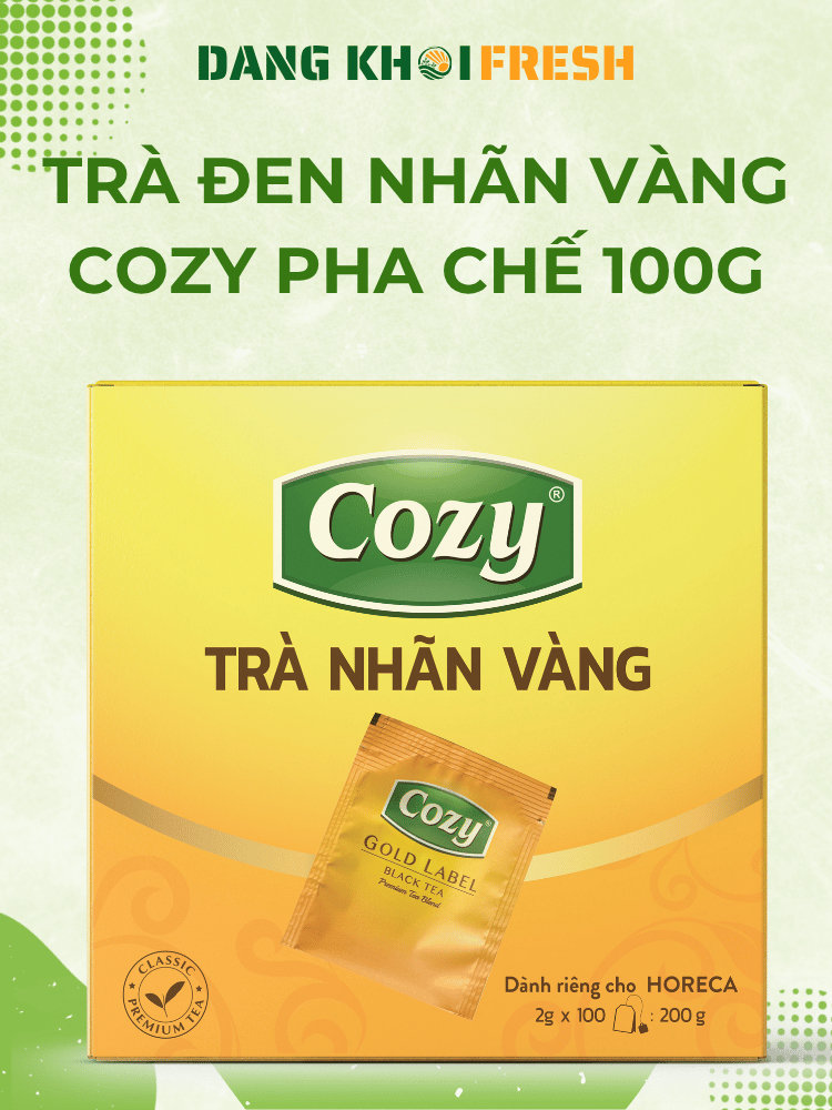 Combo 10 Trà Đen Nhãn Vàng Cozy Pha Chế Trà Chanh Trà Tắc Trà Kim Quất Trà Sữa 100*2g Túi Rời