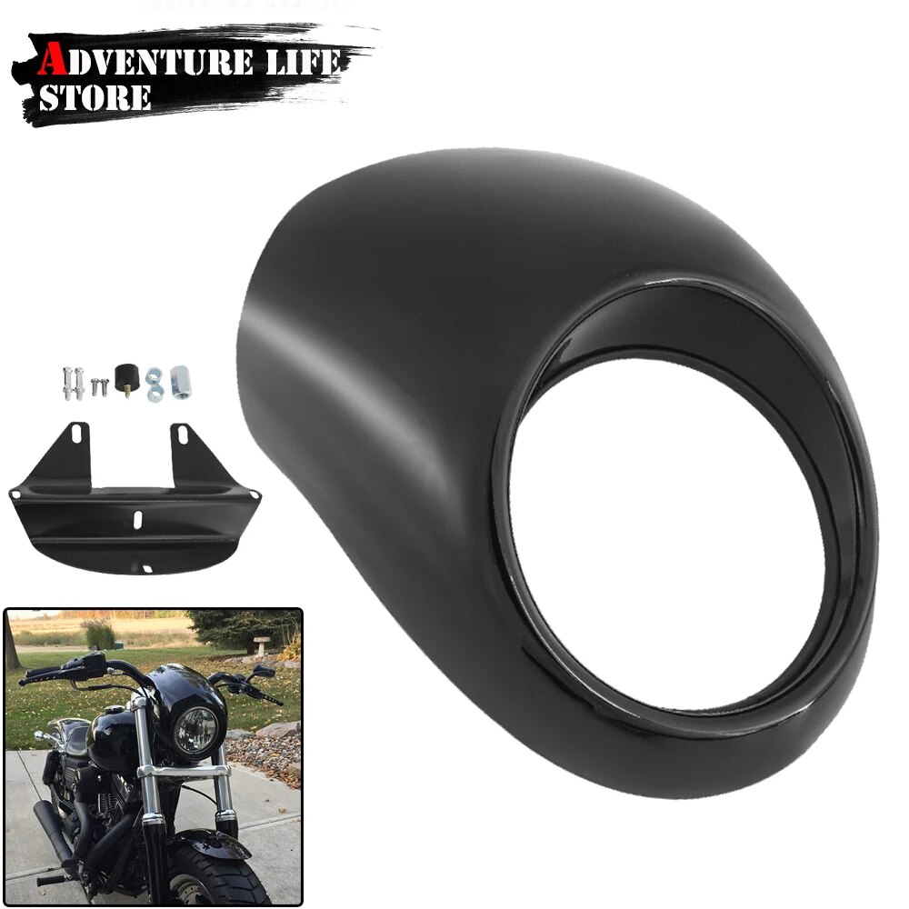 【Hot item】 For Harley Sportster Dyna Xl 883 Xl 1200 Motorcycle Headlight Fairing Front Cowl Fork Mount Xl883 Xl1200 Matt