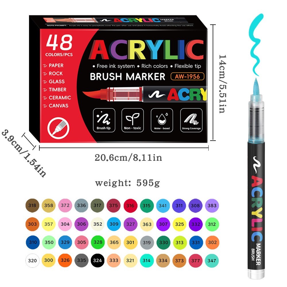 Bộ Bút Acrylic 24-72 Màu - Bút Lông Dạ Vẽ Acrylic Không Thấm Nước - Chính Hãng